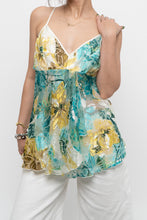 Load image into Gallery viewer, Vintage x Made in Canada x DONNA Teal Floral Flowy Tank (L)