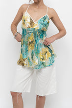 Load image into Gallery viewer, Vintage x Made in Canada x DONNA Teal Floral Flowy Tank (L)