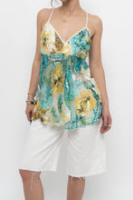 Load image into Gallery viewer, Vintage x Made in Canada x DONNA Teal Floral Flowy Tank (L)