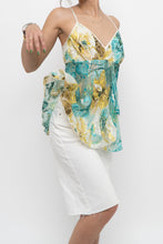Load image into Gallery viewer, Vintage x Made in Canada x DONNA Teal Floral Flowy Tank (L)