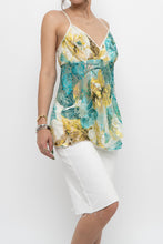 Load image into Gallery viewer, Vintage x Made in Canada x DONNA Teal Floral Flowy Tank (L)
