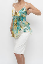 Load image into Gallery viewer, Vintage x Made in Canada x DONNA Teal Floral Flowy Tank (L)