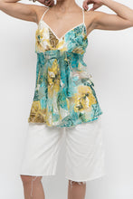 Load image into Gallery viewer, Vintage x Made in Canada x DONNA Teal Floral Flowy Tank (L)
