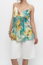 Load image into Gallery viewer, Vintage x Made in Canada x DONNA Teal Floral Flowy Tank (L)