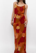 Load image into Gallery viewer, Vintage x Made in India x LE CHATEAU Orange, Red Semi-sheer Floral Maxi Dress (S)