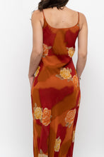 Load image into Gallery viewer, Vintage x Made in India x LE CHATEAU Orange, Red Semi-sheer Floral Maxi Dress (S)