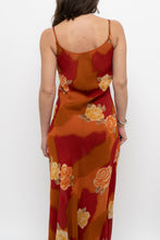 Load image into Gallery viewer, Vintage x Made in India x LE CHATEAU Orange, Red Semi-sheer Floral Maxi Dress (S)