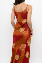 Load image into Gallery viewer, Vintage x Made in India x LE CHATEAU Orange, Red Semi-sheer Floral Maxi Dress (S)