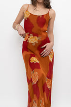Load image into Gallery viewer, Vintage x Made in India x LE CHATEAU Orange, Red Semi-sheer Floral Maxi Dress (S)