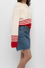 Load image into Gallery viewer, Vintage x Made in Hong Kong x Cream, Red Cropped Cotton Cableknit Sweater (XS-L)