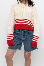 Load image into Gallery viewer, Vintage x Made in Hong Kong x Cream, Red Cropped Cotton Cableknit Sweater (XS-L)