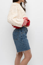 Load image into Gallery viewer, Vintage x Made in Hong Kong x Cream, Red Cropped Cotton Cableknit Sweater (XS-L)