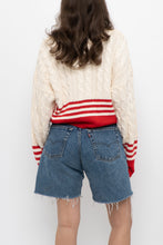 Load image into Gallery viewer, Vintage x Made in Hong Kong x Cream, Red Cropped Cotton Cableknit Sweater (XS-L)