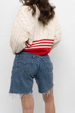 Load image into Gallery viewer, Vintage x Made in Hong Kong x Cream, Red Cropped Cotton Cableknit Sweater (XS-L)