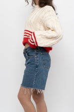 Load image into Gallery viewer, Vintage x Made in Hong Kong x Cream, Red Cropped Cotton Cableknit Sweater (XS-L)