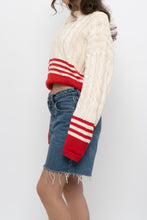 Load image into Gallery viewer, Vintage x Made in Hong Kong x Cream, Red Cropped Cotton Cableknit Sweater (XS-L)