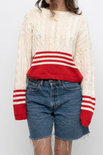 Load image into Gallery viewer, Vintage x Made in Hong Kong x Cream, Red Cropped Cotton Cableknit Sweater (XS-L)