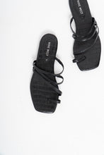 Load image into Gallery viewer, NINE WEST x Black Croc Leather Flat Sandals (7-8)