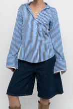 Load image into Gallery viewer, BROOKS BROTHERS x Blue Striped Cotton Blouse (S-L)
