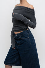 Load image into Gallery viewer, FREE PEOPLE x Grey Faded Cotton Off-Shoulder Long Sleeve (XS, S)