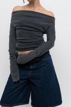 Load image into Gallery viewer, FREE PEOPLE x Grey Faded Cotton Off-Shoulder Long Sleeve (XS, S)