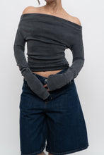 Load image into Gallery viewer, FREE PEOPLE x Grey Faded Cotton Off-Shoulder Long Sleeve (XS, S)