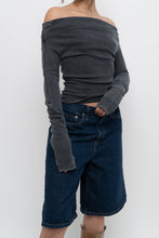 Load image into Gallery viewer, FREE PEOPLE x Grey Faded Cotton Off-Shoulder Long Sleeve (XS, S)
