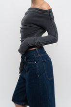 Load image into Gallery viewer, FREE PEOPLE x Grey Faded Cotton Off-Shoulder Long Sleeve (XS, S)