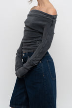 Load image into Gallery viewer, FREE PEOPLE x Grey Faded Cotton Off-Shoulder Long Sleeve (XS, S)