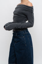 Load image into Gallery viewer, FREE PEOPLE x Grey Faded Cotton Off-Shoulder Long Sleeve (XS, S)