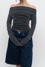 Load image into Gallery viewer, FREE PEOPLE x Grey Faded Cotton Off-Shoulder Long Sleeve (XS, S)