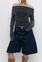Load image into Gallery viewer, FREE PEOPLE x Grey Faded Cotton Off-Shoulder Long Sleeve (XS, S)