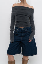Load image into Gallery viewer, FREE PEOPLE x Grey Faded Cotton Off-Shoulder Long Sleeve (XS, S)