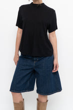 Load image into Gallery viewer, MICHAEL STARS x Made in USA x Black Mockneck Sodt Supima Tee (XS-M)