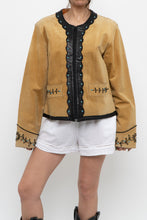 Load image into Gallery viewer, Vintage x Beige, Teal Suede Western Studded Jacket (M)