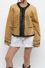 Load image into Gallery viewer, Vintage x Beige, Teal Suede Western Studded Jacket (M)