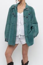 Load image into Gallery viewer, BOB MACKIE x Teal Embroidererd Suede Fringe Jacket (S-L)