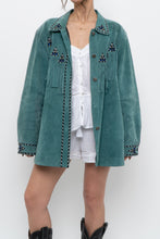 Load image into Gallery viewer, BOB MACKIE x Teal Embroidererd Suede Fringe Jacket (S-L)