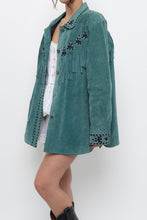 Load image into Gallery viewer, BOB MACKIE x Teal Embroidererd Suede Fringe Jacket (S-L)