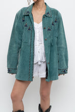 Load image into Gallery viewer, BOB MACKIE x Teal Embroidererd Suede Fringe Jacket (S-L)