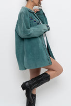 Load image into Gallery viewer, BOB MACKIE x Teal Embroidererd Suede Fringe Jacket (S-L)