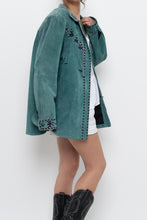 Load image into Gallery viewer, BOB MACKIE x Teal Embroidererd Suede Fringe Jacket (S-L)