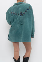Load image into Gallery viewer, BOB MACKIE x Teal Embroidererd Suede Fringe Jacket (S-L)