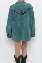 Load image into Gallery viewer, BOB MACKIE x Teal Embroidererd Suede Fringe Jacket (S-L)