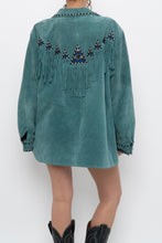Load image into Gallery viewer, BOB MACKIE x Teal Embroidererd Suede Fringe Jacket (S-L)