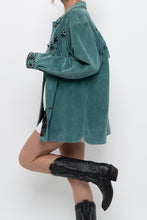 Load image into Gallery viewer, BOB MACKIE x Teal Embroidererd Suede Fringe Jacket (S-L)