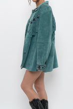 Load image into Gallery viewer, BOB MACKIE x Teal Embroidererd Suede Fringe Jacket (S-L)