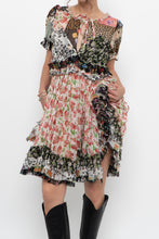Load image into Gallery viewer, DOLCE &amp; GABANNA Patchwork Floral Pure Silk Layered Dress (S, M)