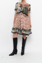 Load image into Gallery viewer, DOLCE &amp; GABANNA Patchwork Floral Pure Silk Layered Dress (S, M)