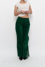 Load image into Gallery viewer, Vintage x Green Suede Fringe Pants (S)